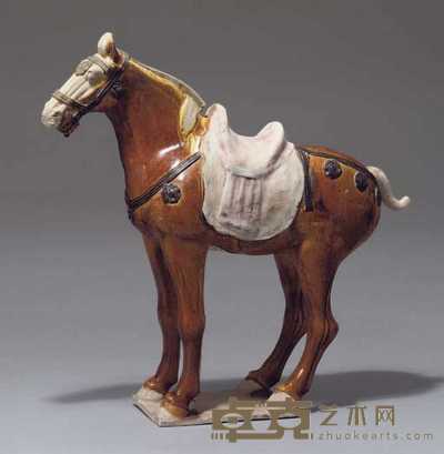 TANG DYNASTY（618-907） A LARGE SANCAI-GLAZED FIGURE OF A HORSE 